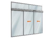 Автоматическая телескопическая раздвижная дверь DoorHan (две подвижные и неподвижная лайтстворки и фрамуга) для привода AD-SP-Telescope