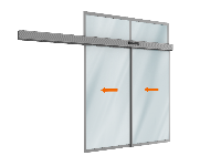 Автоматическая телескопическая раздвижная дверь DoorHan (две подвижные лайтстворки и фрамуга) для привода AD-SP-Telescope