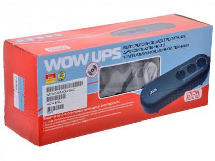 Источник бесперебойного питания Powercom WOW-500, 500VA/250W USB (2+1 EURO)