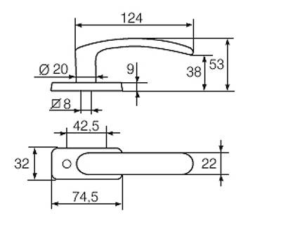 Ручка дверная Abloy Polar 6/0650 A Ms Cr (40-70 мм), латунь хромированная
