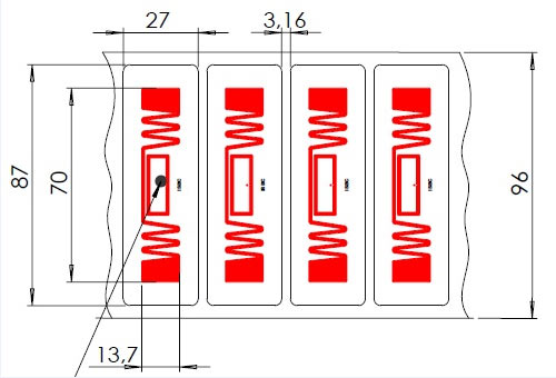 Метка Windshield Label 87x27 UHF, UCODE8, pet adhesive (70x13,7), разрушаемая при снятии