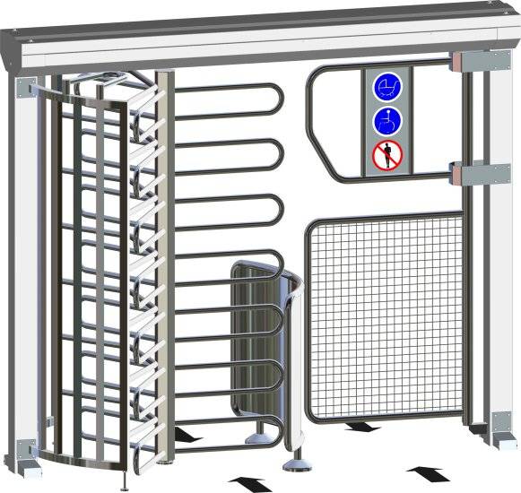 Полноростовой турникет с калиткой для прохода с велосипедом Gotschlich Ecco 120 BFB