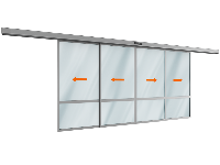 Автоматическая телескопическая раздвижная дверь DoorHan (четыре подвижные лайтстворки) для привода AD-SP-Telescope
