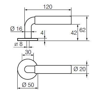 Ручка дверная Abloy Parlament 2/007 Ms Hcr (40 мм), латунь матовохромированная