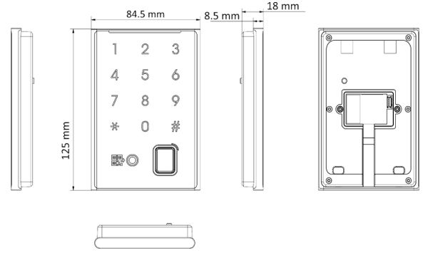 Считыватель HikVision DS-K1109EKFB-QR отпечатков пальца и EM-Marine карт, QR-кодов, с поддержкой Bluetooth и клавиатурой