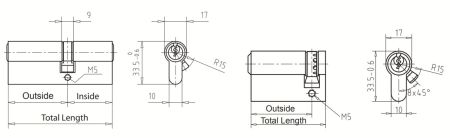 Евроцилиндр dormakaba E-SP, ключ-ключ, никель, 5 ключей