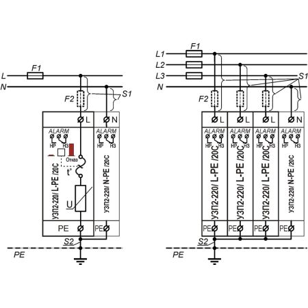 Устройство защиты от импульсных перенапряжений Тахион УЗП2-220/L-PE/20С Устройство защиты от импульсных перенапряжений Тахион УЗП2-220/L-PE/20С