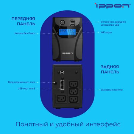 Источник бесперебойного питания IPPON Back Power Pro II 500, 500ВA