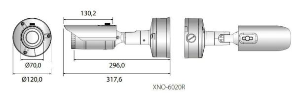 Антивандальная сетевая IP-видеокамера 2Мп Wisenet XNO-6020R (4мм)