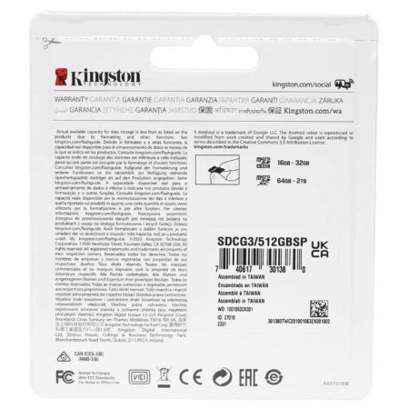 Карта памяти microSDXC UHS-I U3 Kingston Canvas Go 512 ГБ Карта памяти microSDXC UHS-I U3 Kingston Canvas Go 512 ГБ