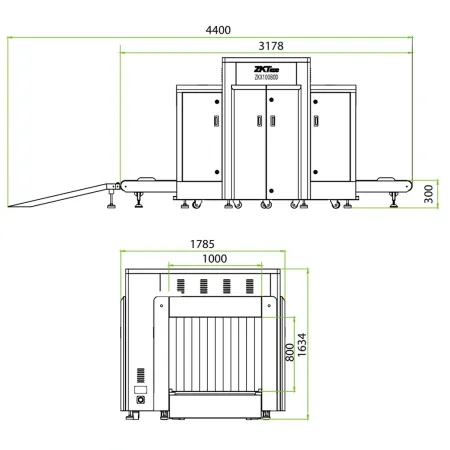 Рентгеновский интроскоп ZKTeco ZKX10080D с двумя проекциями, для багажа
