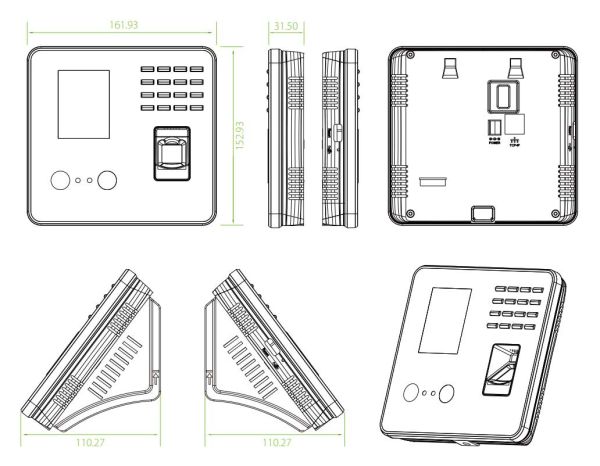 Биометрический терминал учёта рабочего времени ZKTeco MB20-VL [EM] по лицу, отпечатку и карте EM-Marine