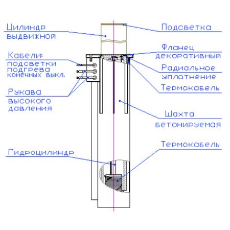 Противотаранный боллард Silar ДПС 32.70.18Г с внешней гидростанцией
