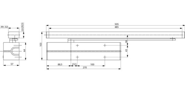 Дверной доводчик Abloy DC500 EN 1-4, BC Дверной доводчик Abloy DC500 EN 1-4, BC