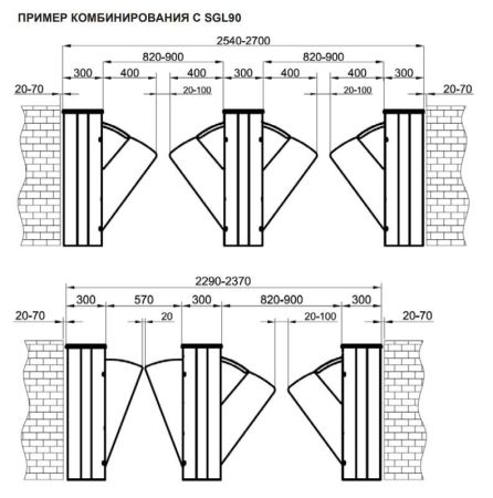 Турникет раздвижной двухпроходной Came Sliding Gate GL90, 900 мм (SGL90-DBL)