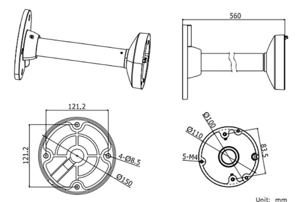 Подвесной кронштейн HikVision DS-1271ZJ-110 для купольных камер