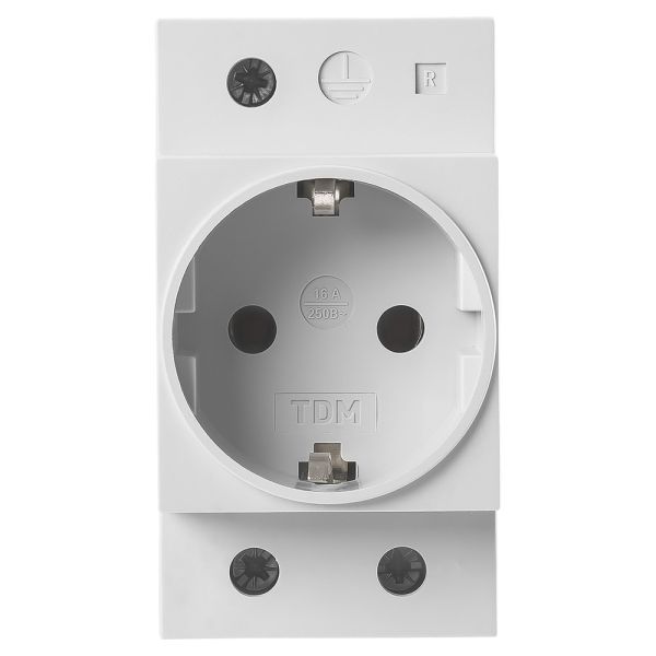 Розетка с заземлением TDM Shuko РАр 10-3-ОП на DIN-рейку
