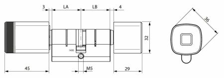 Электронный цилиндр dormakaba 1435 (белый, 35/35 мм, никель, внутренний)