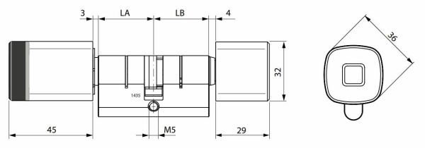 Электронный цилиндр dormakaba 1435 (белый, 35/35 мм, никель, внутренний)