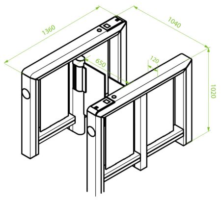 Скоростной распашной турникет ZKTeco Mars-S1000 без считывателей