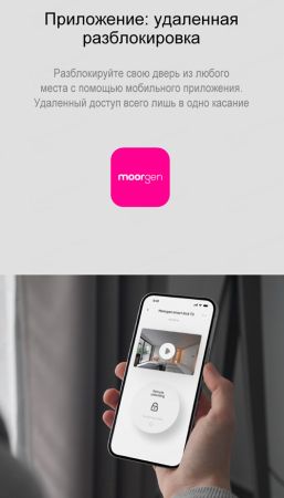 Электронный биометрический замок Moorgen T3+ без врезной части, видеоглазок, Wi-Fi