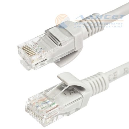 Патч-корд Лансет UTP4 пары, Кат.5е, 2хRJ45, T568B, GY, 100Mhz, BC, 2 метра