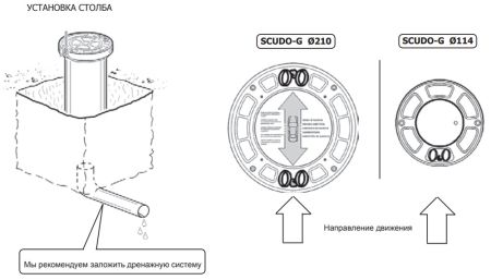 Подъемный механический боллард BFT SCUDO G 220/470 -4