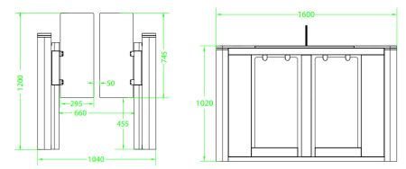 Турникет распашной ZKTeco SBTL8000 без считывателей (со створками)