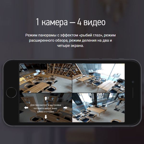 Миниатюрная панорамная IP-камера 3Мп Ezviz C6P (1.2 мм) c эффектом «рыбий глаз»