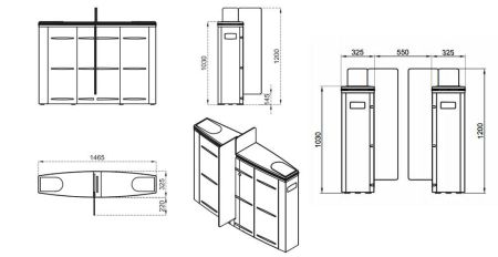 Боковой модуль раздвижного турникета Came Sliding Gate SG55, 550 мм, створка 1200 мм (SG55MS)