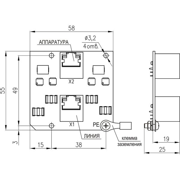 Плата Тахион ПЗЛ-ЕП для защиты портов в сети Ethernet c питанием РоЕ