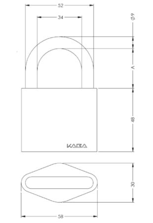 Навесной замок dormakaba VHS 2010 matrix plus, высота дужки 30 мм, 2 ключа