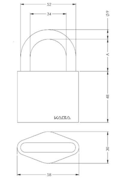 Навесной замок dormakaba VHS 2010 matrix plus, высота дужки 30 мм, 2 ключа