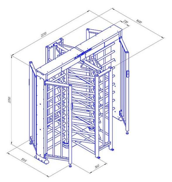 Турникет полноростовой двухпроходной Ростов-Дон ПР2/3М2 из окрашенной стали
