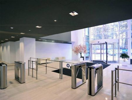 Турникет-трипод тумбовый PERCo-TBC01.1 (с механическими планками Антипаника) с картоприемником