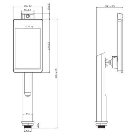 Биометрический терминал распознавания лиц и температуры тела Uface 8T-Temp с кронштейном на турникет