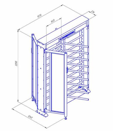Турникет полноростовой 3-х лопастной со стеклом Ростов-Дон ПР1ЛС/3М2 НЕРЖ