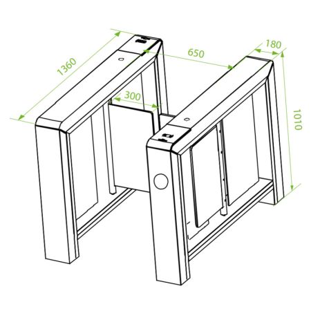 Скоростной распашной турникет ZKTeco Mars-B1022 с биометрическими считывателями