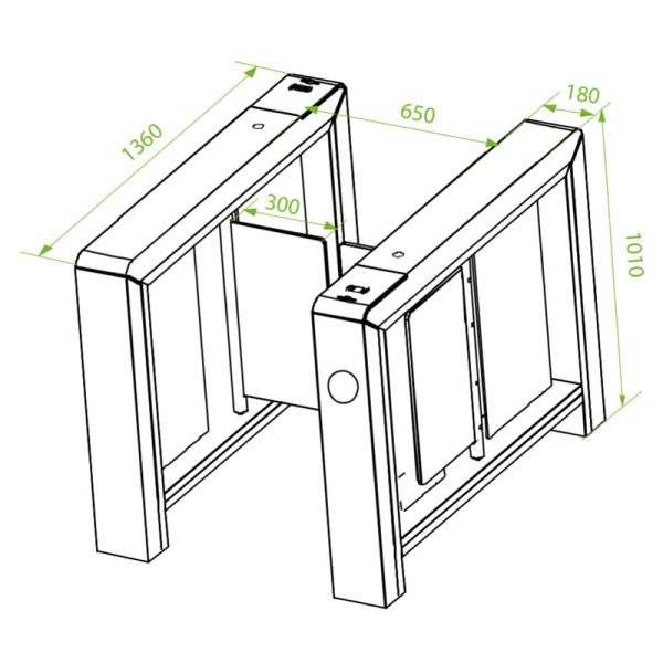Скоростной распашной турникет ZKTeco Mars-B1022 с биометрическими считывателями
