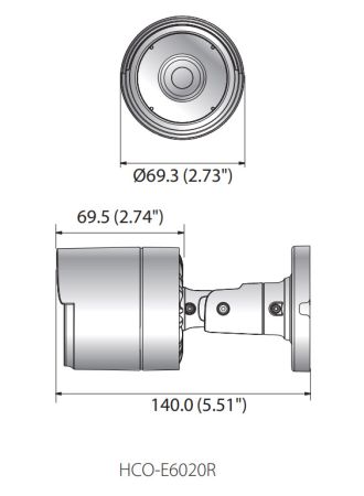 Уличная цилиндрическая AHD камера 2Мп Wisenet HCO-E6020R