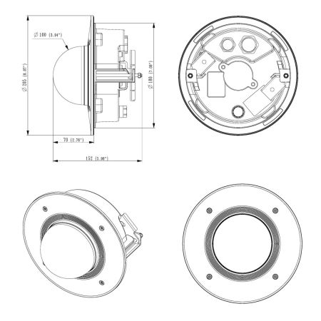 Купольная встраиваемая IP-видеокамера 2Мп Wisenet XND-6081RF (2.8-12 мм)