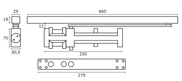Доводчик врезной dormakaba GRE600 SIZE 2 со скользящим каналом и ФОП