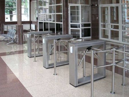 Турникет-трипод тумбовый PERCo-TTD-03.2G из окрашенной стали, темно-серый (с планками Антипаника)