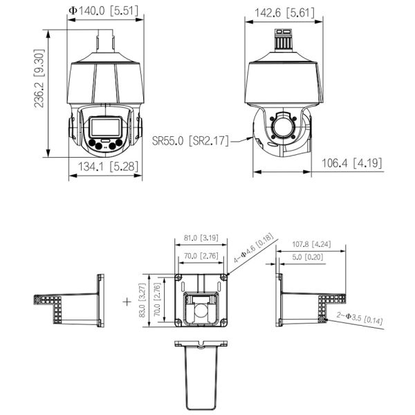 PTZ видеокамера 4Мп WizSense Dahua DH-SD3C405DB-GNY-A-PV с активным сдерживанием и ИИ