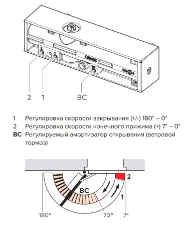 Доводчик дверной dormakaba TS MATCH EN 3-4 B BC серый P600