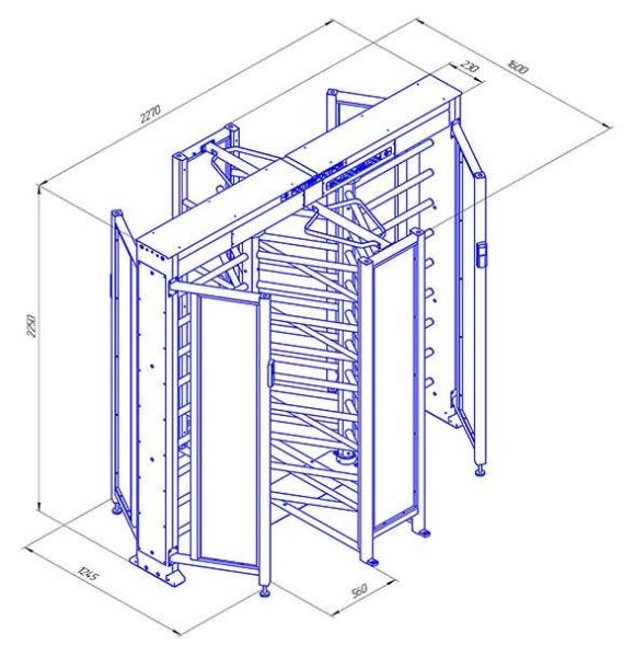 Турникет полноростовой двухпроходной Ростов-Дон ПР2С/3М2 с ограждением из закаленного стекла