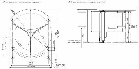 Ограждение с держателем под стекло Magnetic GBTF113 для роторных турникетов mTwing, с планкой
