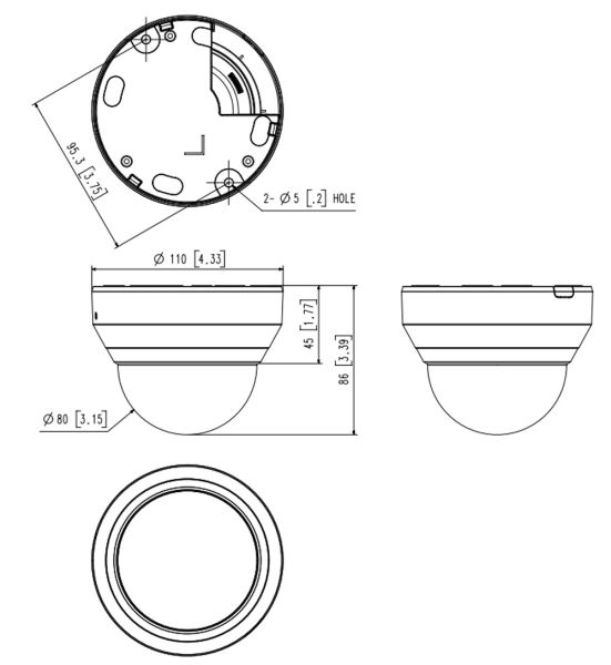 Купольная IP-видеокамера 2Мп Wisenet LND-6022R (4 мм)