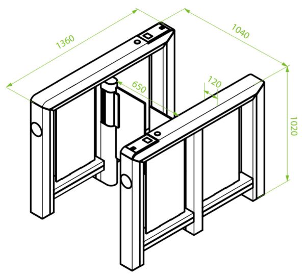 Скоростной распашной турникет ZKTeco Mars Pro-S1000 без считывателей