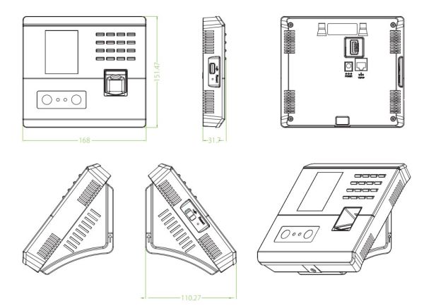 Биометрический терминал учёта рабочего времени ZKTeco MB10-VL [EM] Wi-Fi по лицу, отпечатку и карте EM-Marine